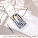 5Pcs Makeup Brush Set with Mirror Portable Travel Kit