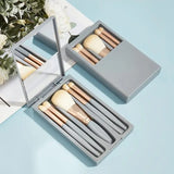 5Pcs Makeup Brush Set with Mirror Portable Travel Kit