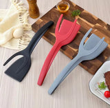 2 in 1 Silicone Grip and Flip Spatula Tongs ( Pack of 2 )