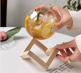 Clear Moon Cocktail Glass With Wood Stand