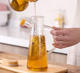 Transparent Glass Oil Bottle with Lid Handle