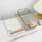 Multipurpose Transparent Wood Handle Acrylic Basket