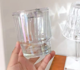 350ml Rainbow Coffee Glass Cup With Lid and Straw