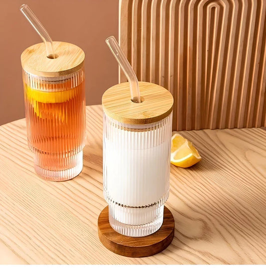 Tea Glass Mason jar with bamboo lids