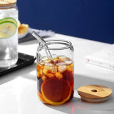 Clear Glass Tumbler with Bamboo Lid & Glass Straw