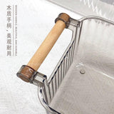 Multipurpose Transparent Wood Handle Acrylic Basket