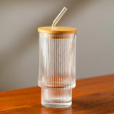 Tea Glass Mason jar with bamboo lids
