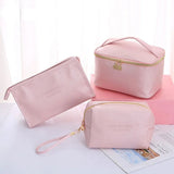 Large Capacity 3Pcs PU Travel Cosmetic Bag