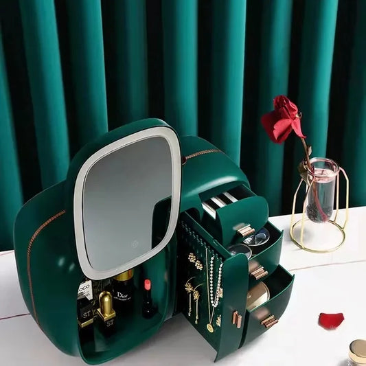 Cosmetic Organizer With Led Light Luxury +Jewelry Desktop  Drawer Manager  Beauty Case