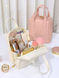 PU Faux Leather Cosmetic Bag With Zipper