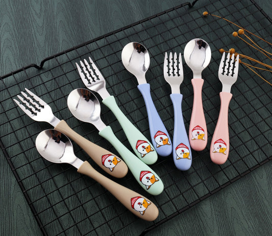 2pcs Kids Character Spoon & Fork Set