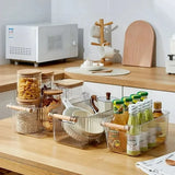 Multipurpose Transparent Wood Handle Acrylic  Basket