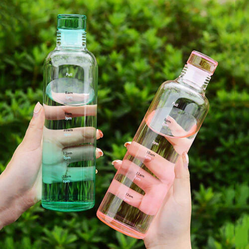 Glass Water Bottle With Time Scale