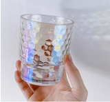 350ml Rainbow Coffee Glass Cup With Lid and Straw