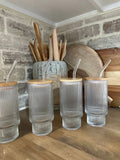 Tea Glass Mason jar with bamboo lids