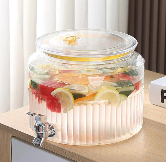 Acrylic Round Juice Container, Pot Beverage Dispenser
