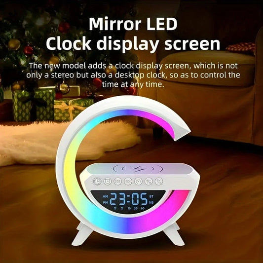 Wireless Bluetooth Speaker Lamp With Mobile Charging, Watch, And Alarm Clock Functions