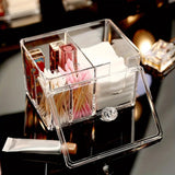 Acrylic Cosmetic And Cotton Swab Holder