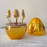 6 Pcs Luxury Gold Egg Shape Cutlery Holder