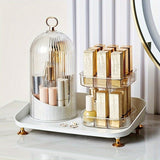 Rotating Cosmetic Brush With Lipstick Organizer