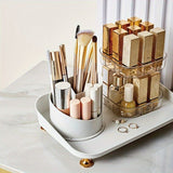 Rotating Cosmetic Brush With Lipstick Organizer