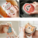 Cartoon Wood Pulp Cleaning Sponge (4pcs)