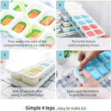 14 Grid Silicone Ice Cube Tray With lid