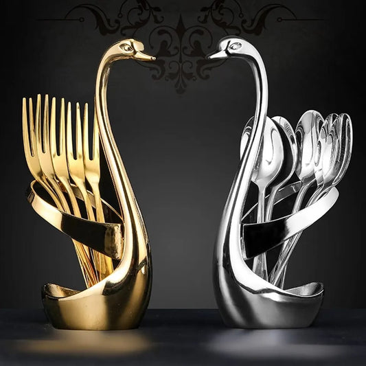 Stainless Steel Swan Shape Cutlery Holder