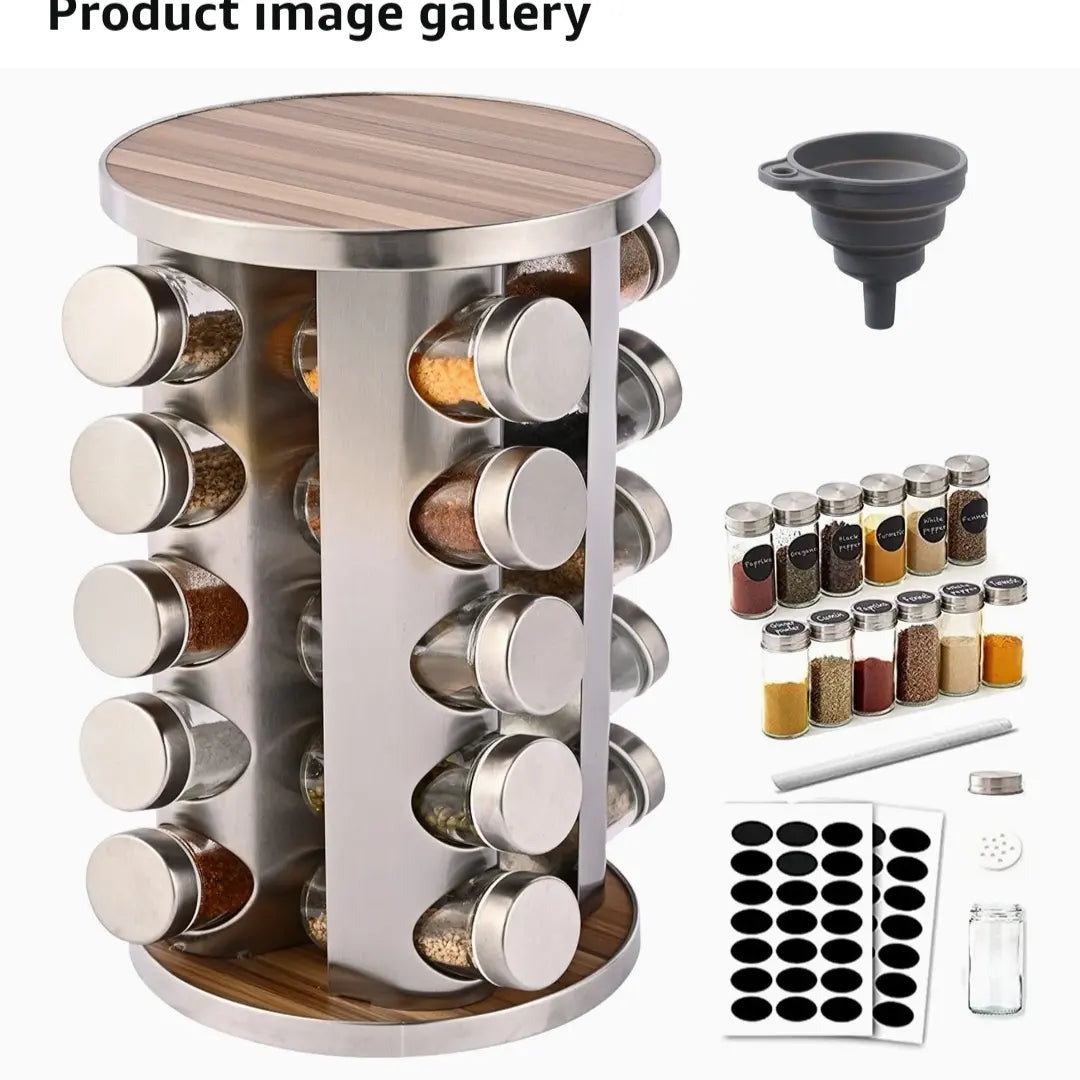 Revolving Stainless Steel Spice Rack 16pcs