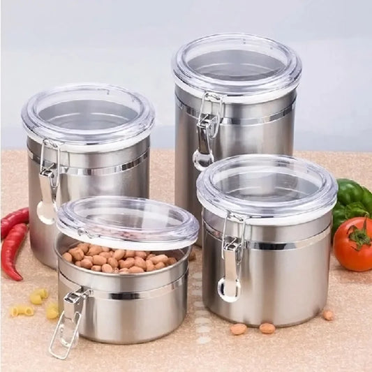 4 Pcs Stainless Steel Jar Set