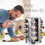 Revolving Stainless Steel Spice Rack 16pcs