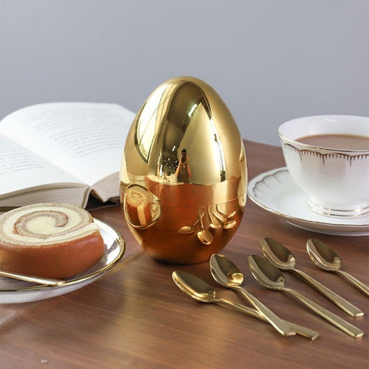 6 Pcs Luxury Gold Egg Shape Cutlery Holder